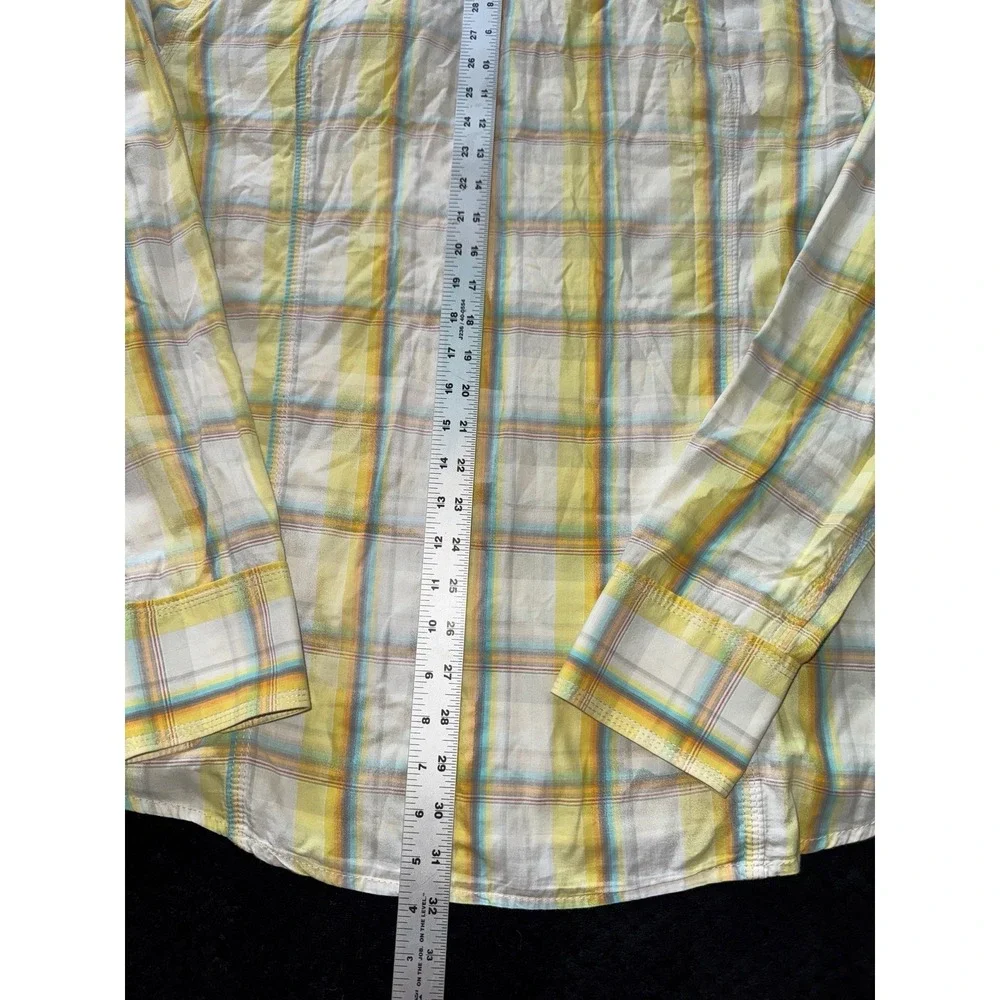 True Religion Men's Shirt Green Plaid Western Pearl Snap‎ Size 2XL